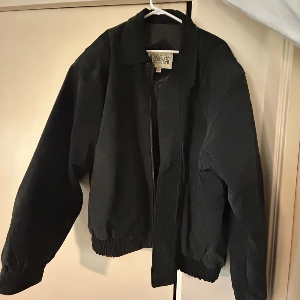 Vintage Men's Black Suede Bomber Jacket